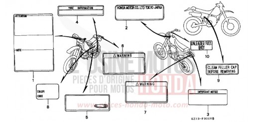 CAUTION LABEL XR250RN de 1992